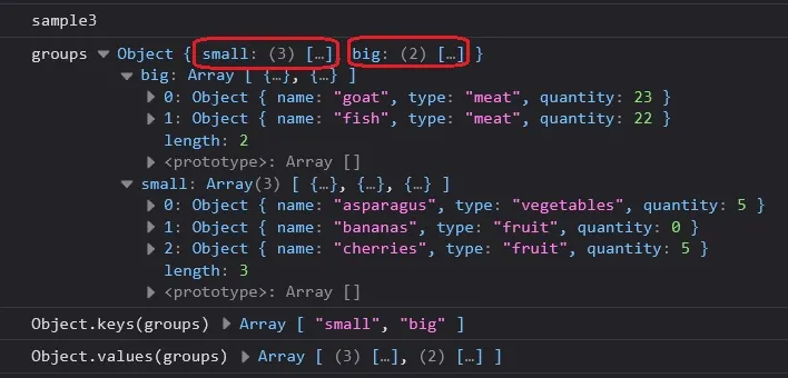 Object.groupBy sample3